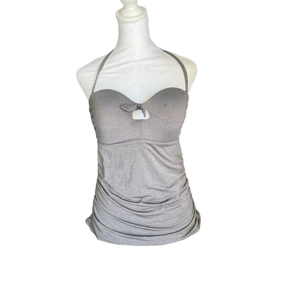 Athleta - NWT Knot Bow Swim Beach Tankini Lined Ruched Padded HalterTop Sz M - Picture 4 of 9